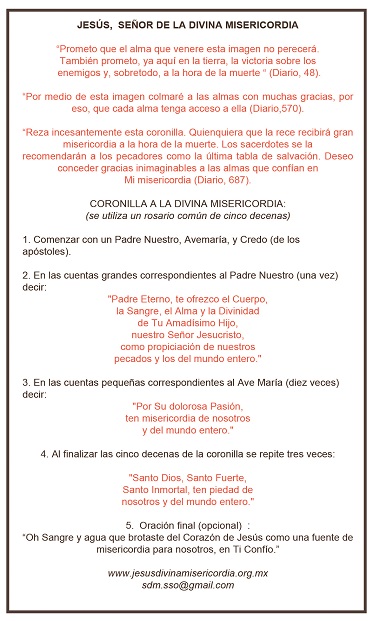 Oración Coronilla de la Misericordia